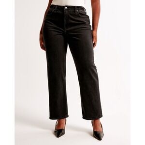Abercrombie & Fitch Curve Love Vintage Straight High Rise Jeans Black Denim‎ 29
